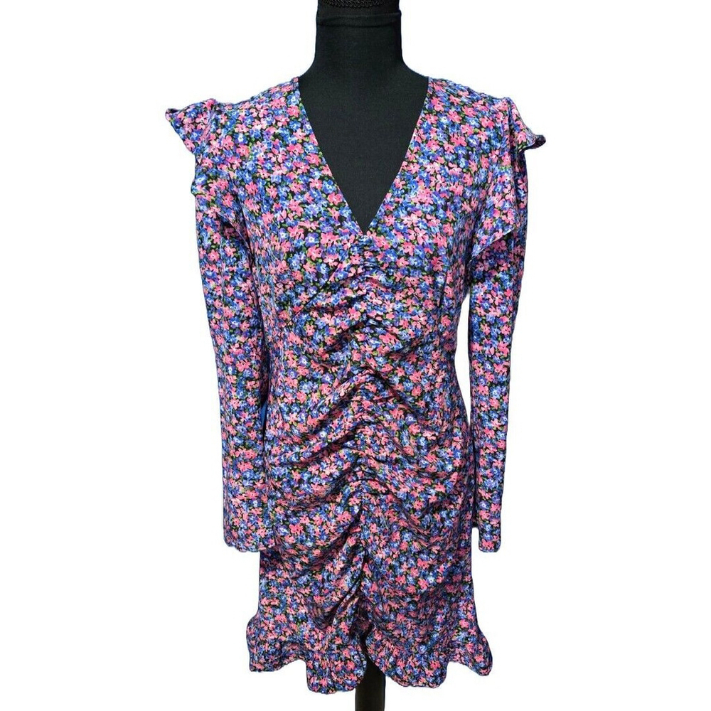 Vero Moda Purple Floral Ruffle Dress Medium Cottagecore Coquette Euro Summer New - Picture 3 of 11